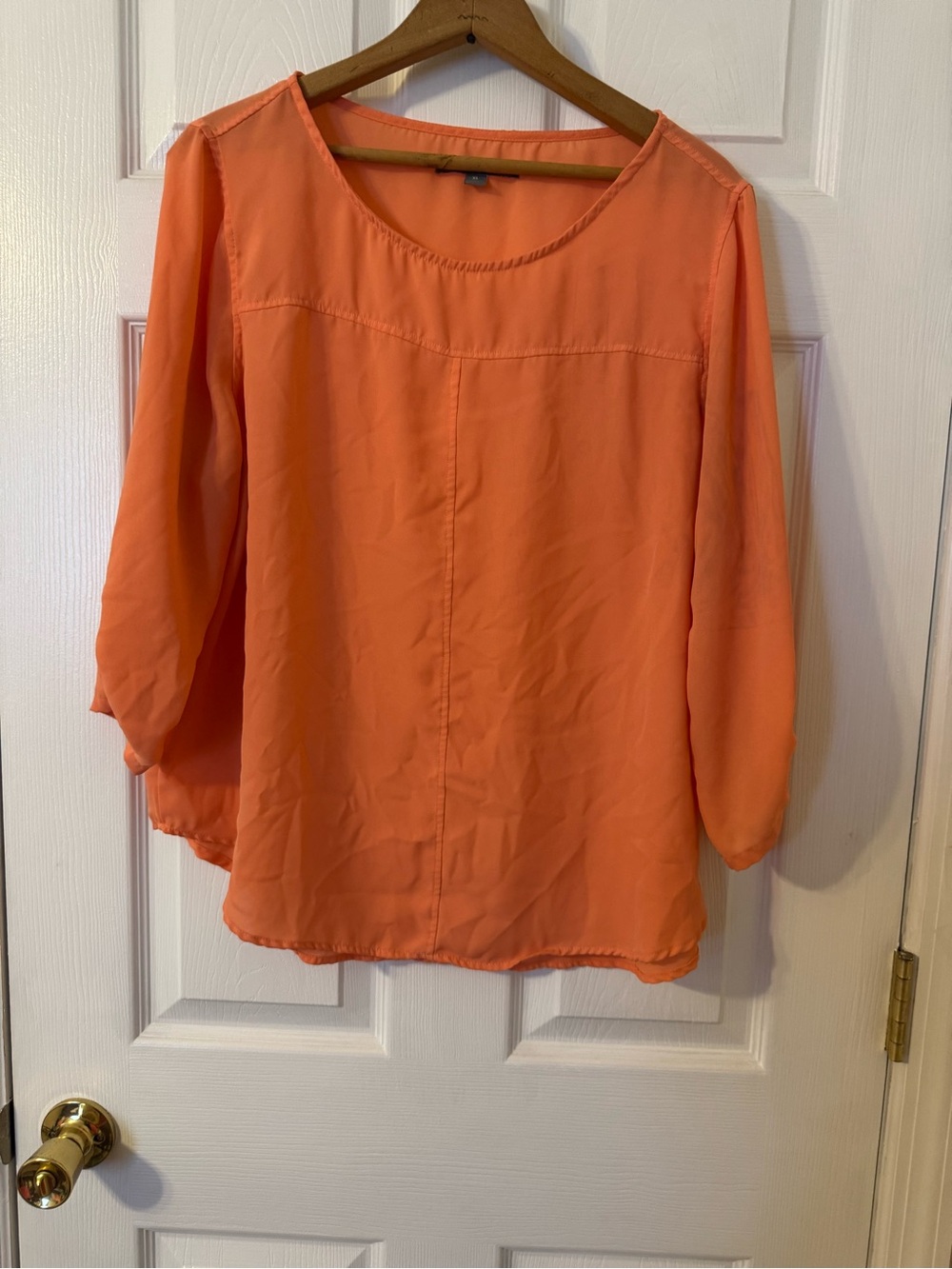 Valerie Stevens Coral-Orange Scoop Neck Blouse